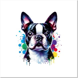 Watercolor Boston Terrier Posters and Art